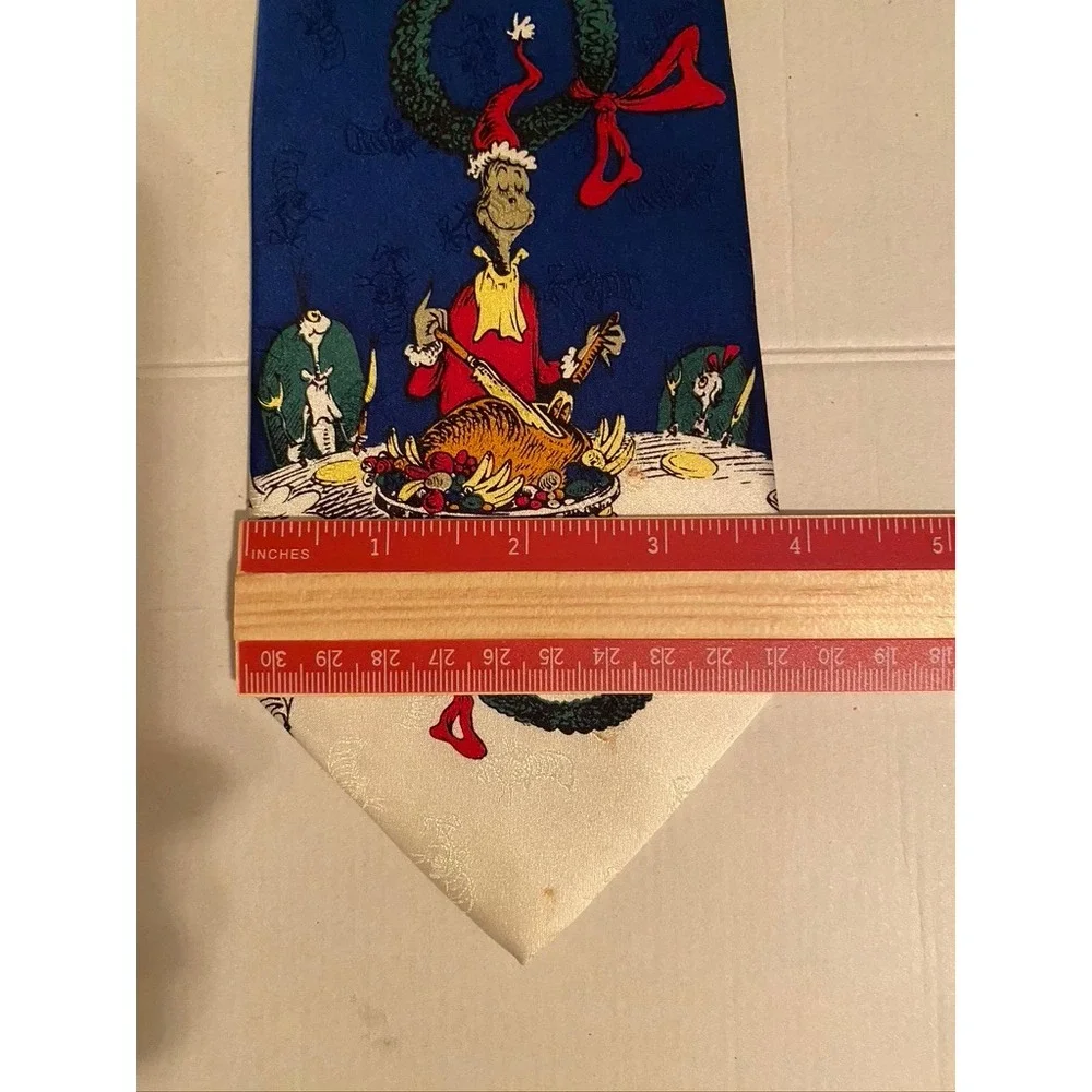 Dr. Seuss How the Grinch Stole Christmas Silk Tie Blue Holiday Roast Beast 1994
